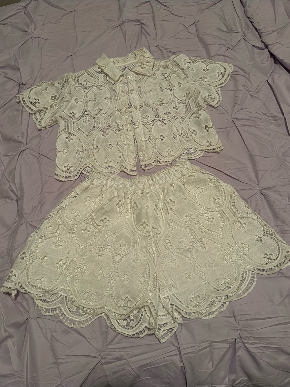 Lace Scallop Short Set — White Women’s Intimates